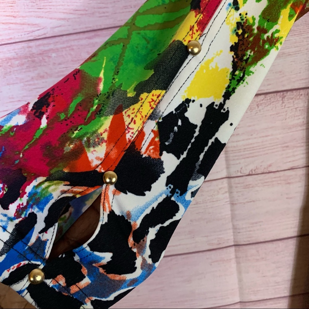Max & Rina Multi Color Print‎ Blouse Medium - Picture 2 of 4
